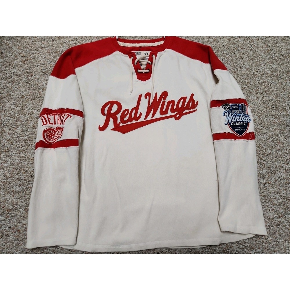 2014 Winter Classic CCM PRO Detroit Red Wings Sweatshirt Jersey Size XL Vtg **